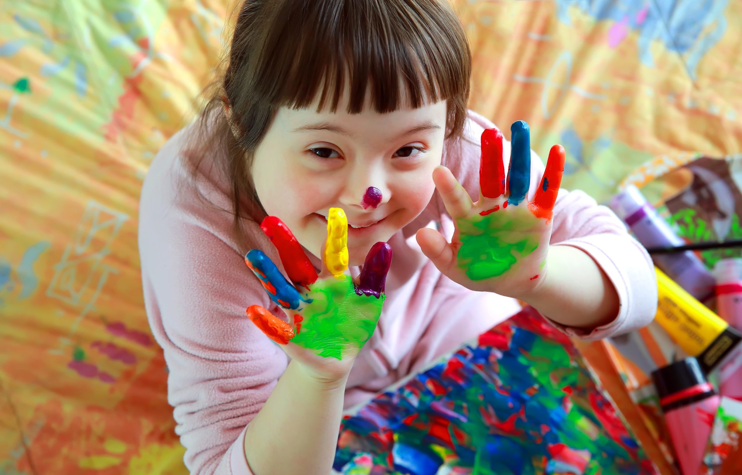 Child finger painting